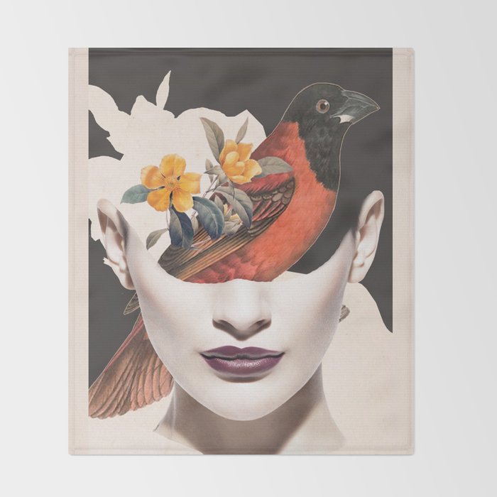 collage art / bird 2 Throw Blanket Gallery Image 2