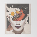 collage art / bird 2 Throw Blanket Gallery Image 2