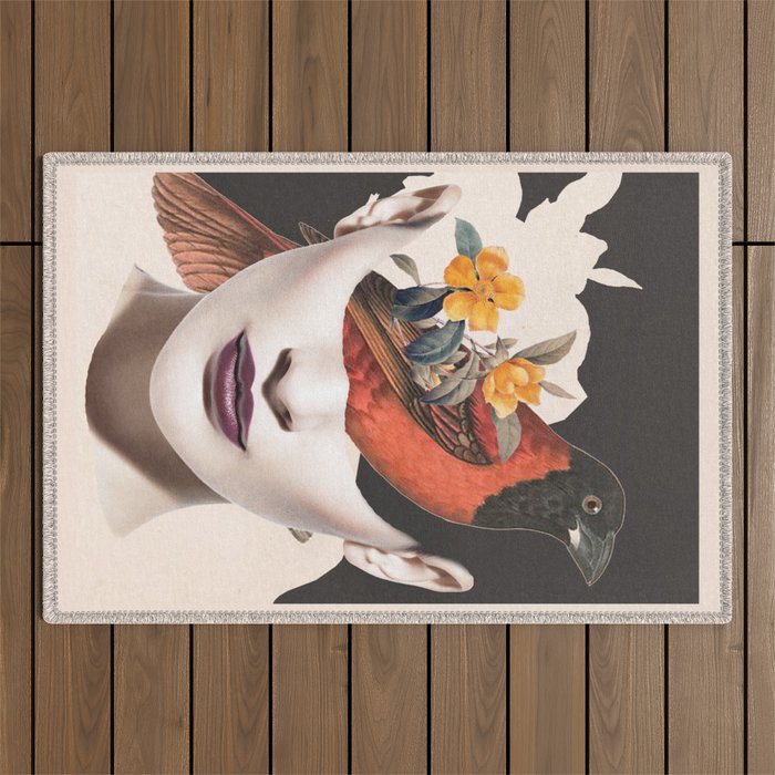 collage art / bird 2 Outdoor Rug Gallery Image 1