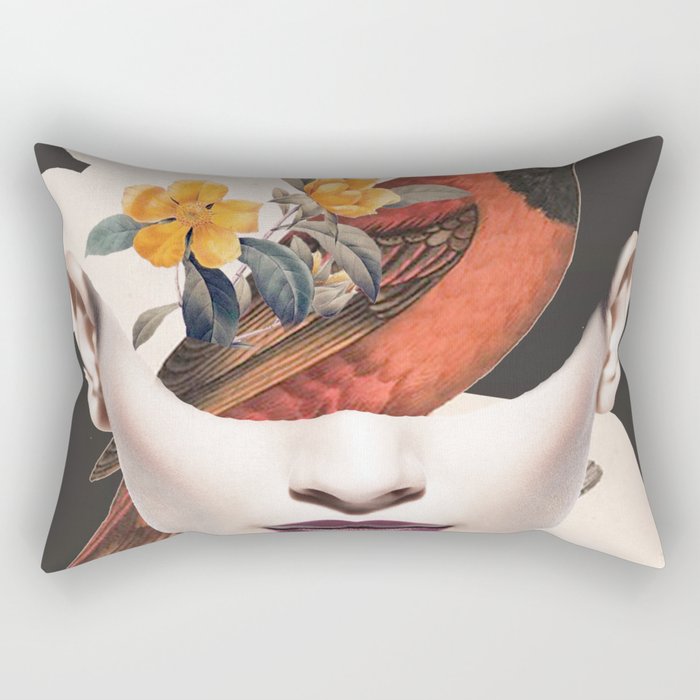 collage art / bird 2 Rectangular Pillow Gallery Image 1