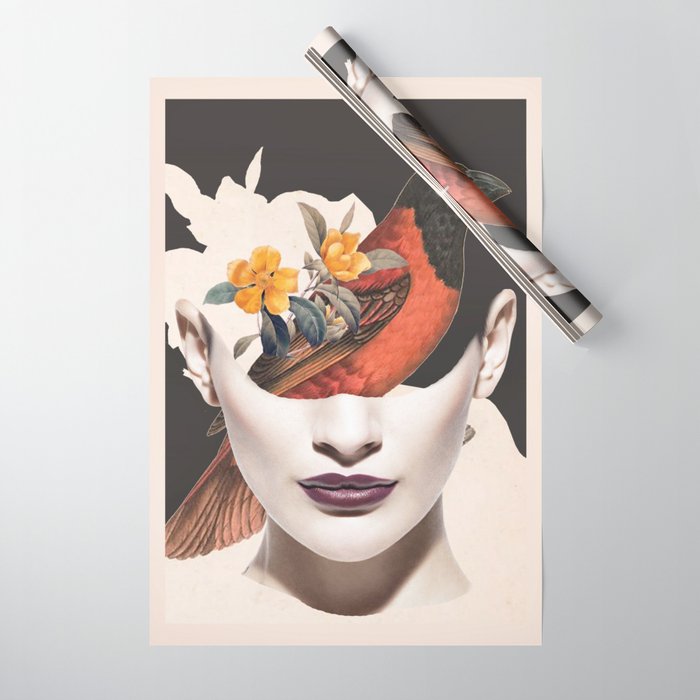 collage art / bird 2 Wrapping Paper Gallery Image 1