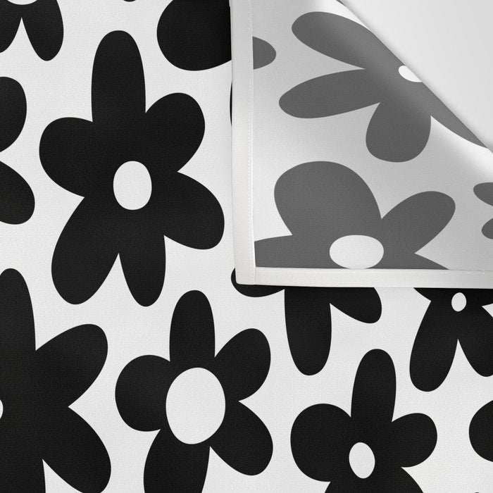 Black and white retro flower pattern Wall Tapestry Gallery Image 3