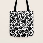 Black and white retro flower pattern Tote Bag Gallery Image 1