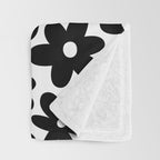 Black and white retro flower pattern Throw Blanket Gallery Image 3