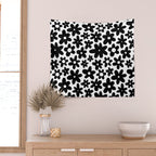 Black and white retro flower pattern Wall Tapestry Gallery Image 2