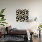 Black and white retro flower pattern Wood Wall Art Gallery Image 2