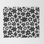 Black and white retro flower pattern Throw Blanket Gallery Image 2