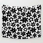 Black and white retro flower pattern Wall Tapestry Gallery Image 4