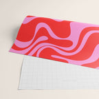 Liquid Swirl Retro Contemporary Abstract in Preppy Pink and Red Wrapping Paper Gallery Image 2