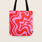 Liquid Swirl Retro Contemporary Abstract in Preppy Pink and Red Tote Bag Gallery Image 1