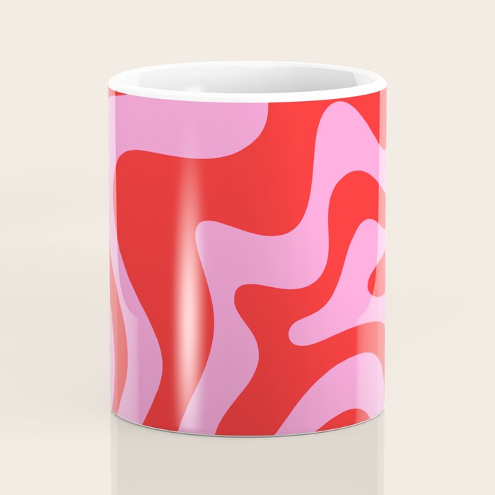 Liquid Swirl Retro Contemporary Abstract in Preppy Pink and Red Coffee Mug Gallery Image 4