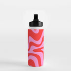 Liquid Swirl Retro Contemporary Abstract in Preppy Pink and Red Water Bottle Gallery Image 2