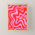 Liquid Swirl Retro Contemporary Abstract in Preppy Pink and Red Mini Art Print Gallery Image 1