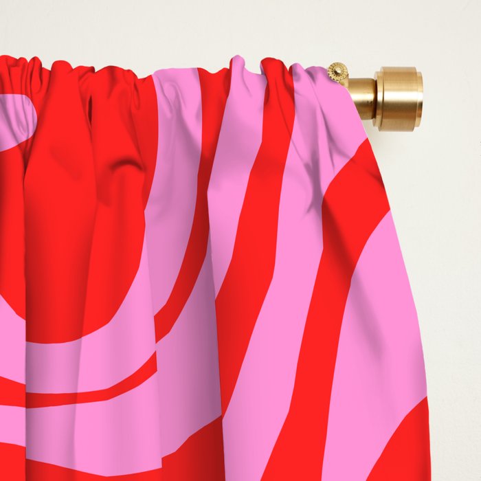 Liquid Swirl Retro Contemporary Abstract in Preppy Pink and Red Window Curtain Gallery Image 2