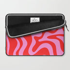 Liquid Swirl Retro Contemporary Abstract in Preppy Pink and Red Laptop Sleeve Gallery Image 2