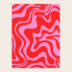 Liquid Swirl Retro Contemporary Abstract in Preppy Pink and Red Poster Gallery Image 4