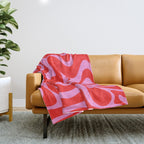 Liquid Swirl Retro Contemporary Abstract in Preppy Pink and Red Throw Blanket Gallery Image 1