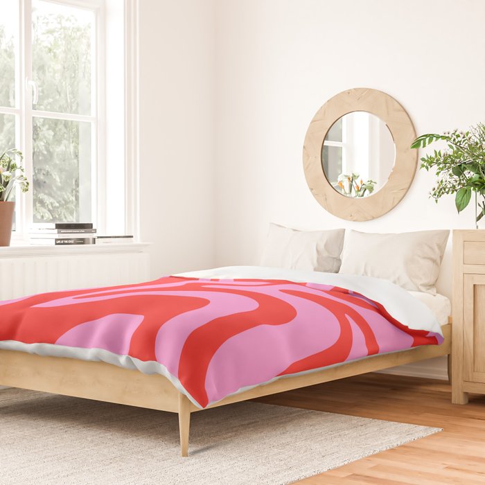 Liquid Swirl Retro Contemporary Abstract in Preppy Pink and Red Duvet Cover Gallery Image 2