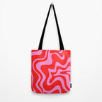 Liquid Swirl Retro Contemporary Abstract in Preppy Pink and Red Tote Bag Gallery Image 2