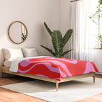 Liquid Swirl Retro Contemporary Abstract in Preppy Pink and Red Comforter Gallery Image 2