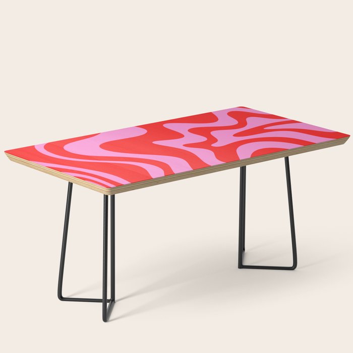 Liquid Swirl Retro Contemporary Abstract in Preppy Pink and Red Coffee Table Gallery Image 1