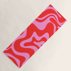 Liquid Swirl Retro Contemporary Abstract in Preppy Pink and Red Yoga Mat Gallery Image 1