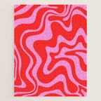 Liquid Swirl Retro Contemporary Abstract in Preppy Pink and Red Jigsaw Puzzle Gallery Image 1