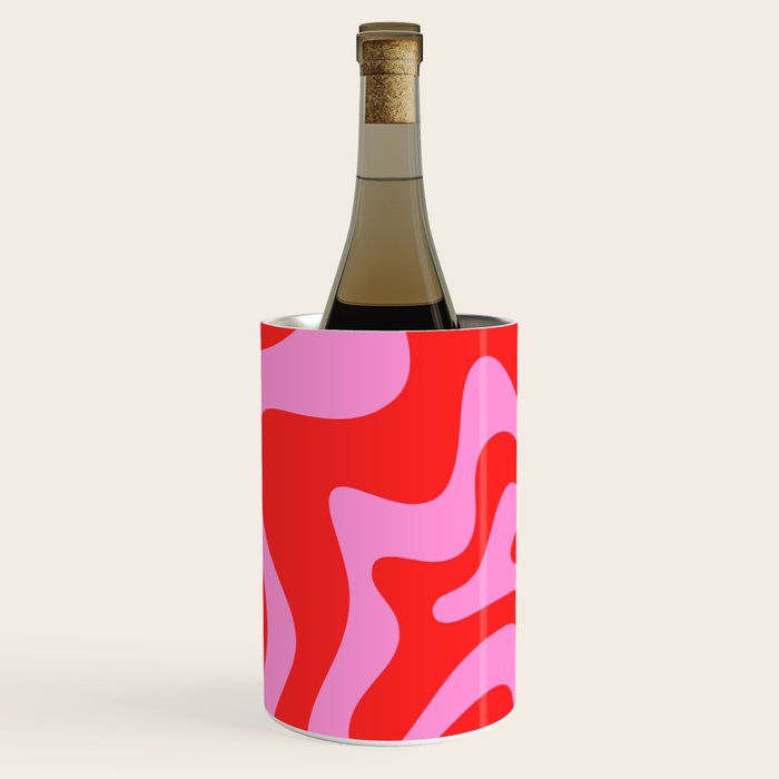 Liquid Swirl Retro Contemporary Abstract in Preppy Pink and Red Wine Chiller Gallery Image 1