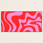 Liquid Swirl Retro Contemporary Abstract in Preppy Pink and Red Desk Mat Gallery Image 3