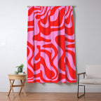 Liquid Swirl Retro Contemporary Abstract in Preppy Pink and Red Window Curtain Gallery Image 5