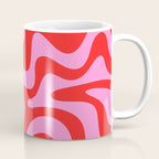 Liquid Swirl Retro Contemporary Abstract in Preppy Pink and Red Coffee Mug Gallery Image 1