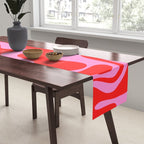 Liquid Swirl Retro Contemporary Abstract in Preppy Pink and Red Table Runner Gallery Image 2