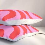Liquid Swirl Retro Contemporary Abstract in Preppy Pink and Red Pillow Sham Gallery Image 3