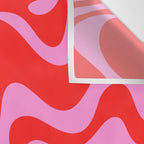 Liquid Swirl Retro Contemporary Abstract in Preppy Pink and Red Wall Tapestry Gallery Image 3