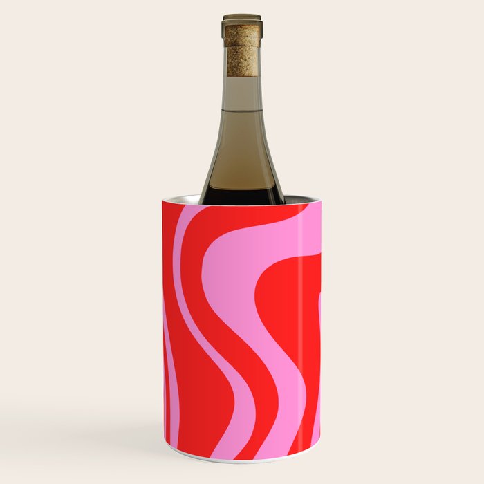 Liquid Swirl Retro Contemporary Abstract in Preppy Pink and Red Wine Chiller Gallery Image 2