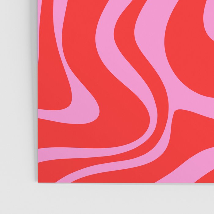 Liquid Swirl Retro Contemporary Abstract in Preppy Pink and Red Poster Gallery Image 3