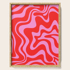 Liquid Swirl Retro Contemporary Abstract in Preppy Pink and Red Serving Tray Gallery Image 1