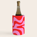 Liquid Swirl Retro Contemporary Abstract in Preppy Pink and Red Wine Chiller Gallery Image 3