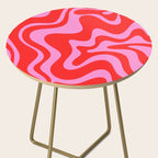 Liquid Swirl Retro Contemporary Abstract in Preppy Pink and Red Side Table Gallery Image 2
