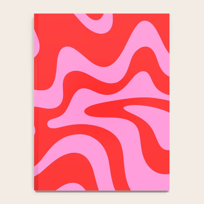 Liquid Swirl Retro Contemporary Abstract in Preppy Pink and Red Notebook Gallery Image 4