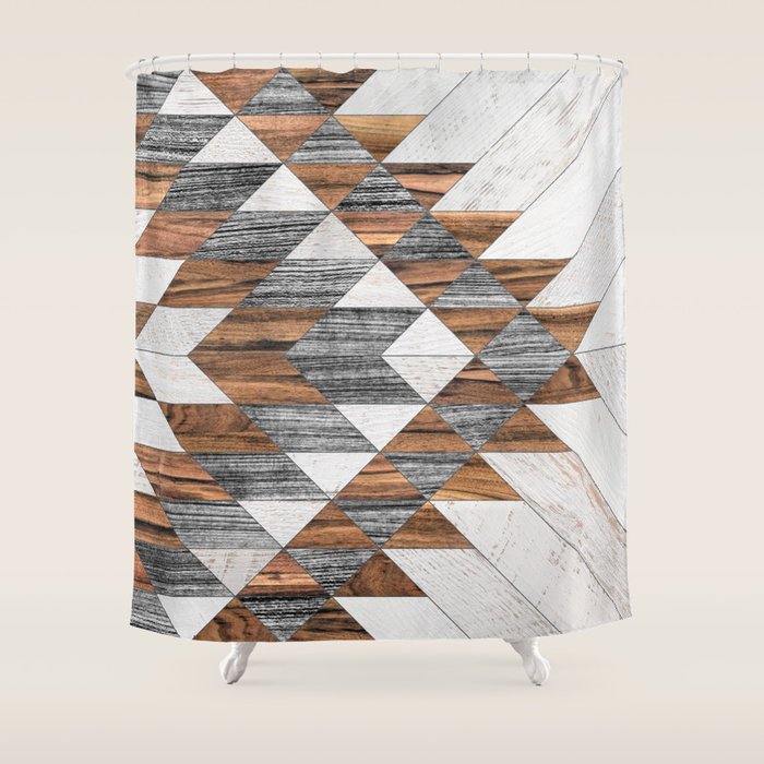 Urban Tribal Pattern No.12 - Aztec - Wood Shower Curtain Gallery Image 1