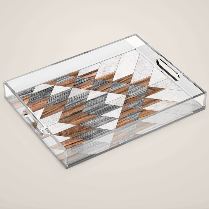 Urban Tribal Pattern No.12 - Aztec - Wood Acrylic Tray Gallery Image 1