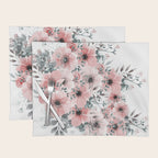 Watercolor Flower, Blush Pink and Gray, Floral Prints Placemat Gallery Image 1