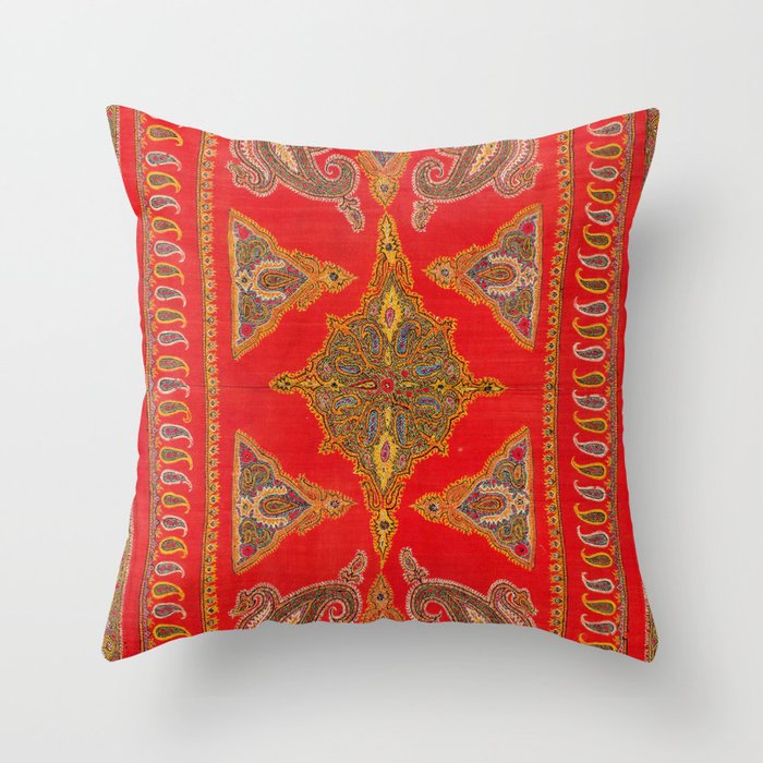 Kirman  Antique South Persian Embroidery Print Throw Pillow Gallery Image 6