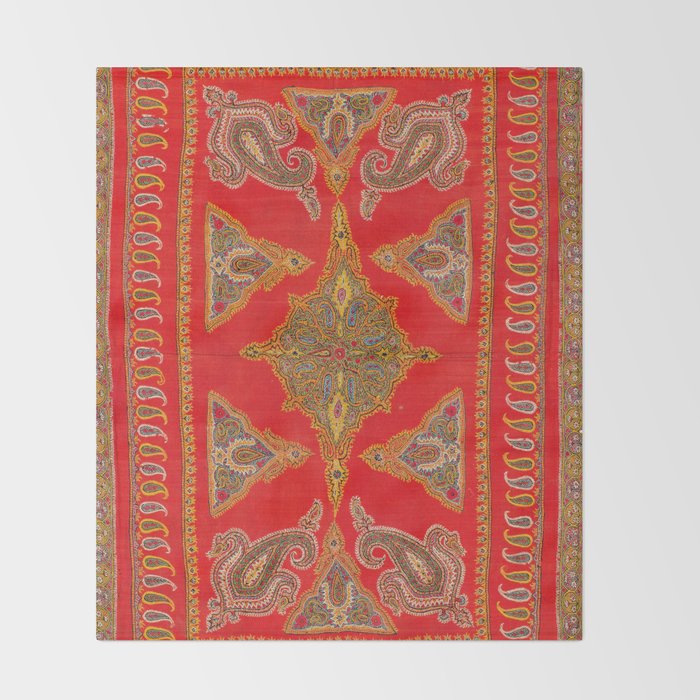 Kirman  Antique South Persian Embroidery Print Throw Blanket Gallery Image 2