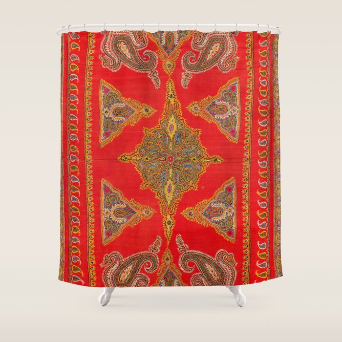 Kirman  Antique South Persian Embroidery Print Shower Curtain Gallery Image 1