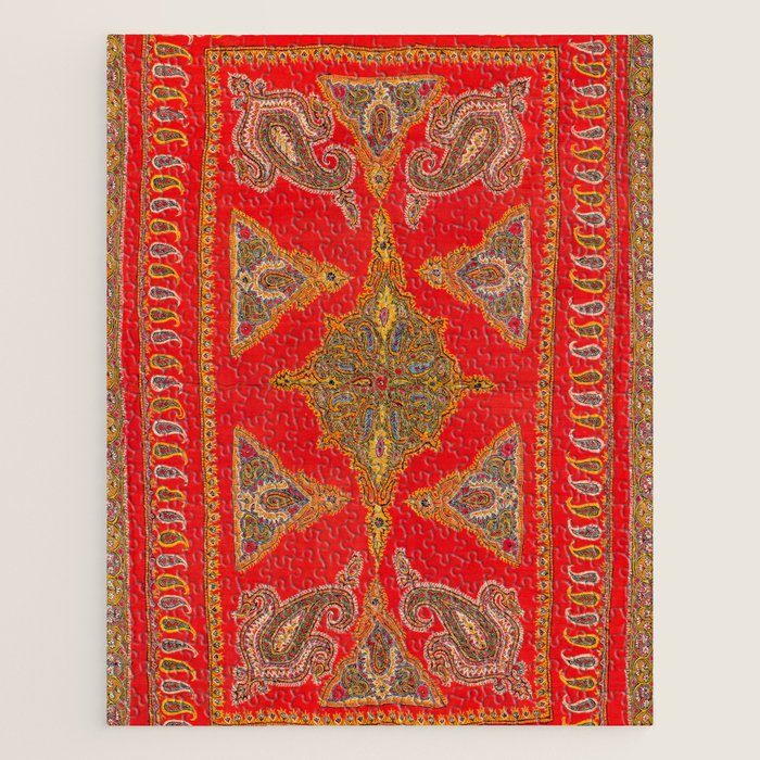 Kirman  Antique South Persian Embroidery Print Jigsaw Puzzle Gallery Image 1