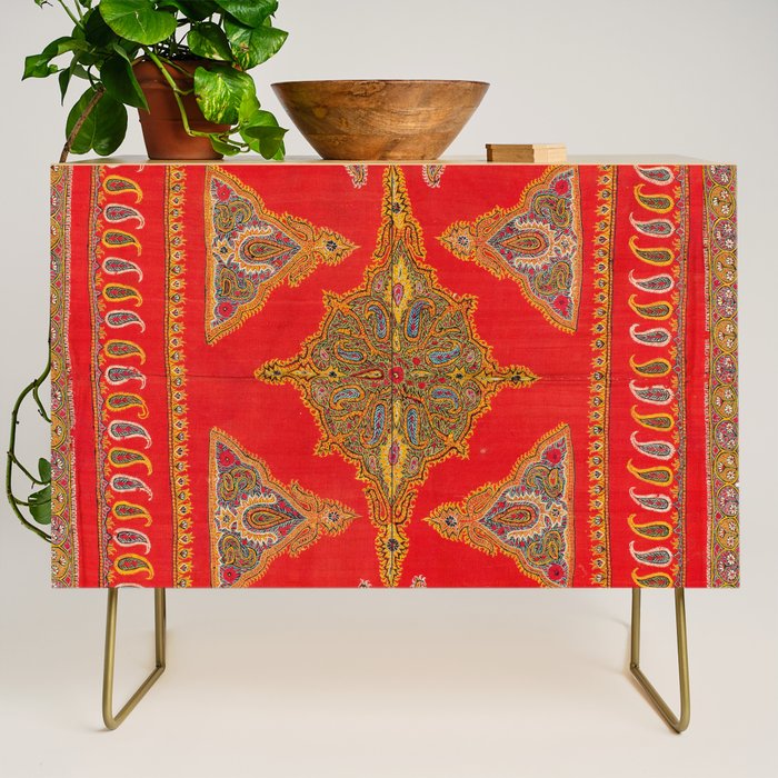 Kirman  Antique South Persian Embroidery Print Credenza Gallery Image 1