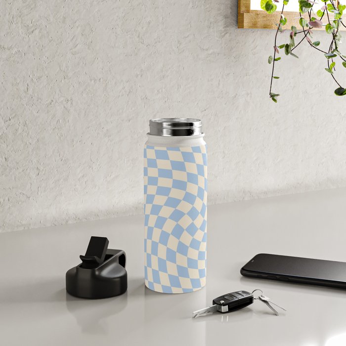 Check - Baby Blue Twist â Checkerboard Print Water Bottle Gallery Image 5