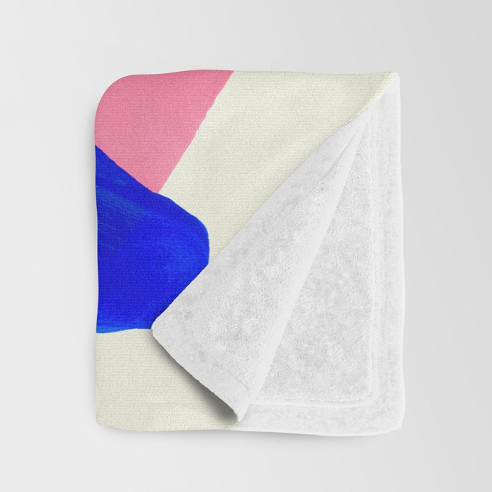 Blue Pink Fun Colorful Mid Century Modern Abstract Painting Shapes Pattern Throw Blanket Gallery Image 3